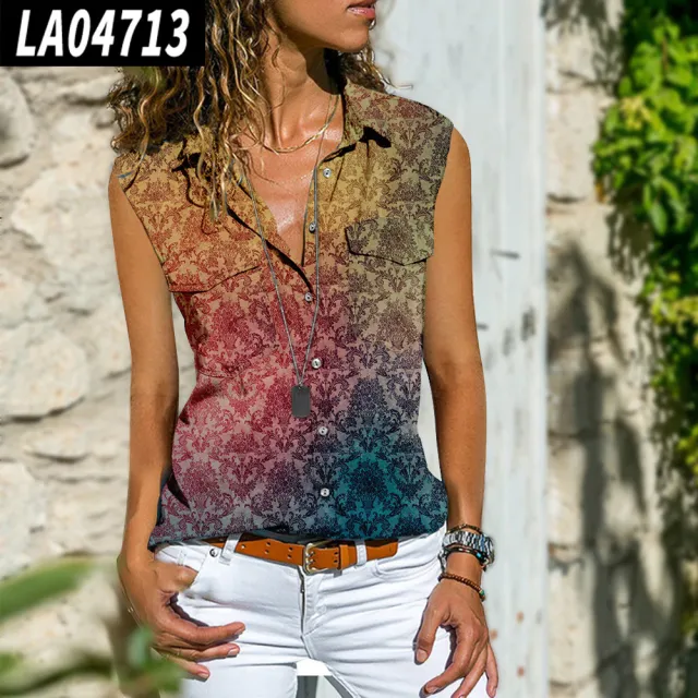 Fashionable Bohemian Loose Women's Sleeveless Shirt 5 Style 4Xl - Shop at LoveMi