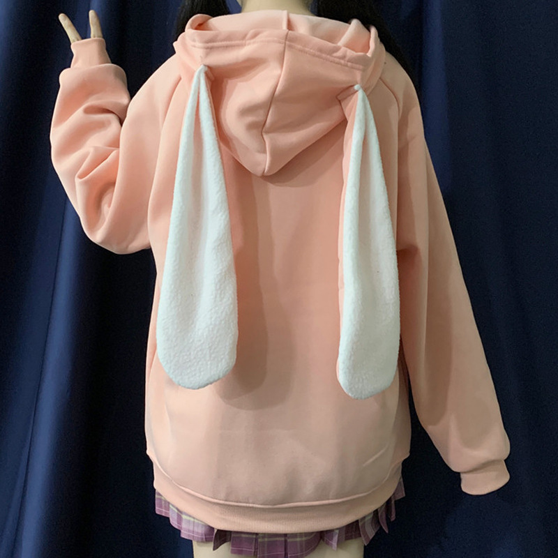 Title 6, Cute Bunny Ears Hooded Loose Top Korean Style