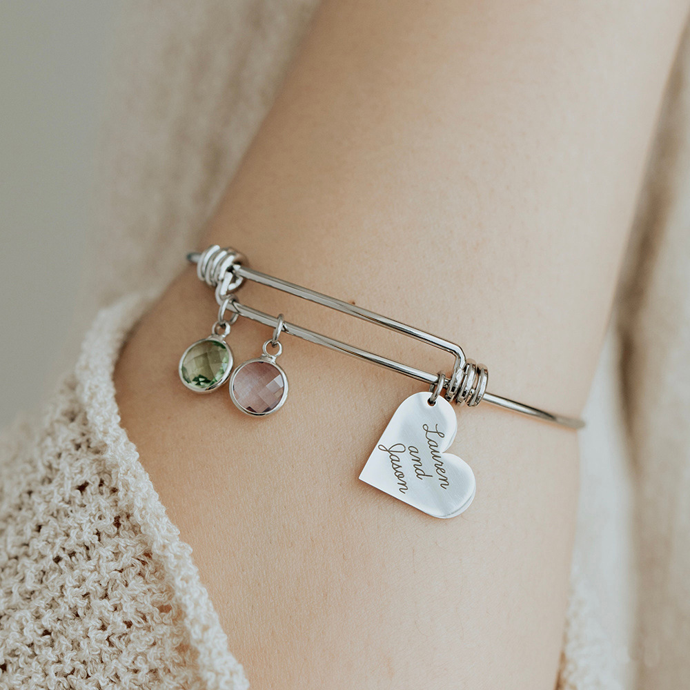 Birthstone Love Retractable Bracelet Can Be Engraved
