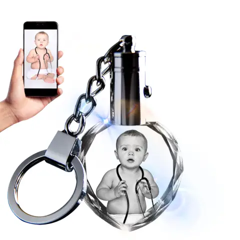 Crystal Keychain Customization Custom Photo Couple Family Souvenir Gift