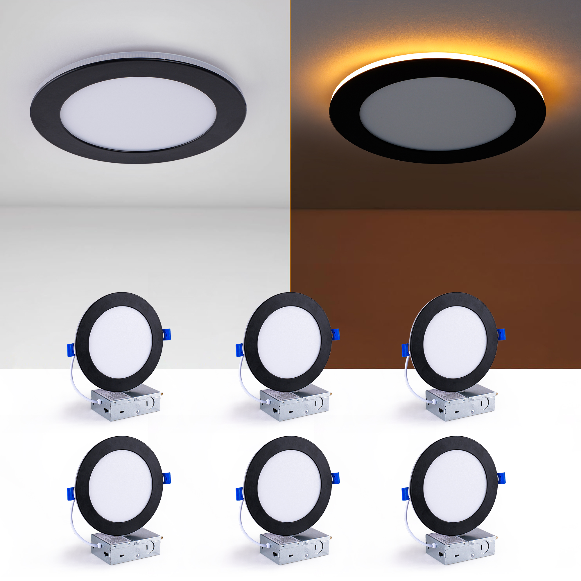 6 Pack 6 Inch Black LED Recessed Light, Dimmable, 2700K-5000K 5CCT, 1200LM High... 3