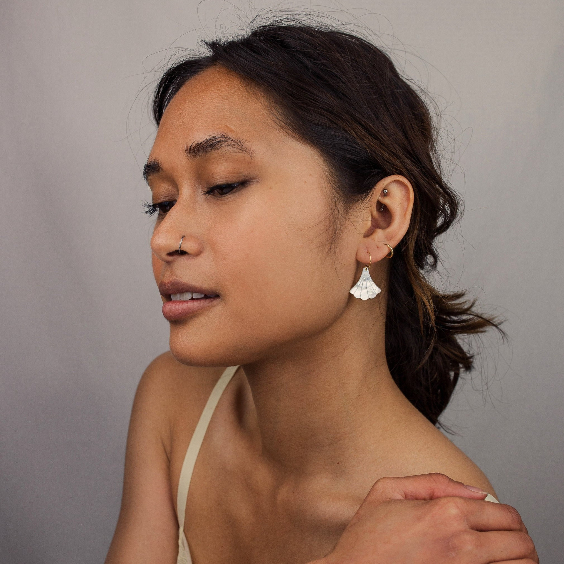 Fan-shaped Ginkgo Leaf Earrings With Fashionable Resin Design