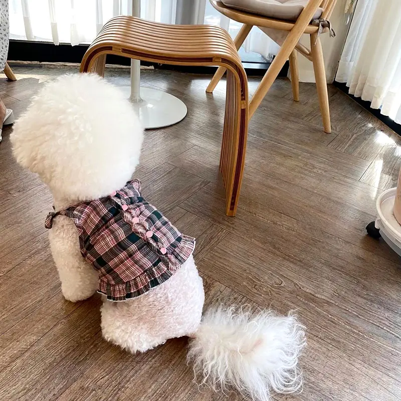 Breathable Plaid Pet Vest with Button Closure for Small Dogs