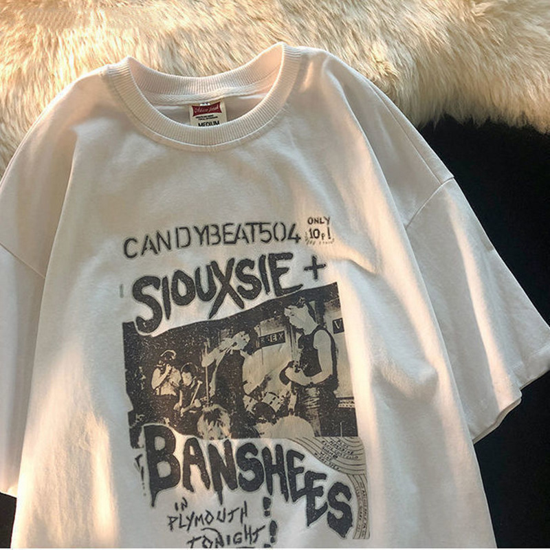 Printed Round Neck Loose Men's And Women's T-shirt Short Sleeve