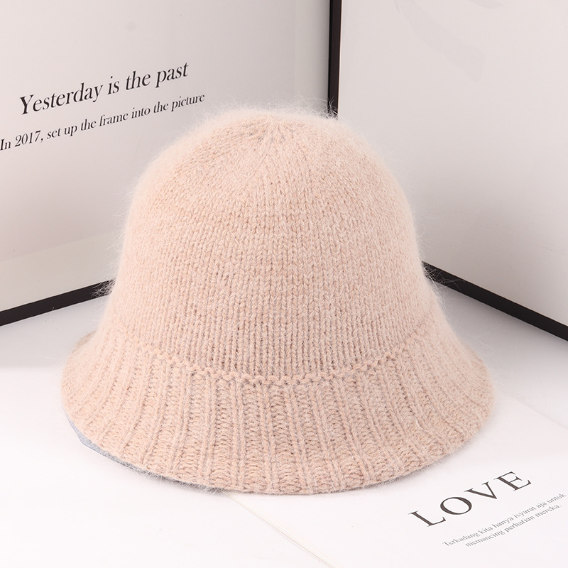 Top Basin Knitted Warm Plush Hat Pink - Shop at LoveMi