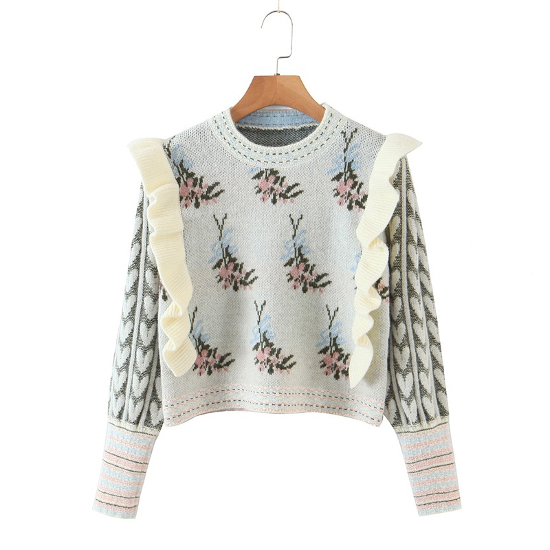 Title 4, Womens Flower Ruffle Stitching Pullover Sweate...