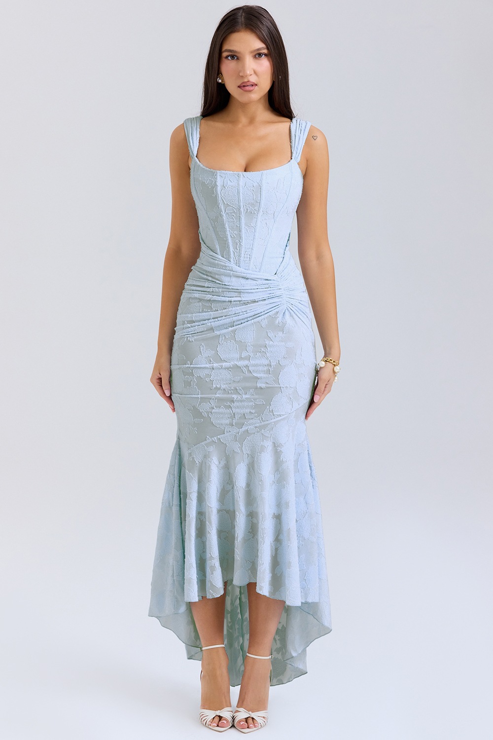 Sleeveless Square Neck Corset Mermaid Maxi Dress