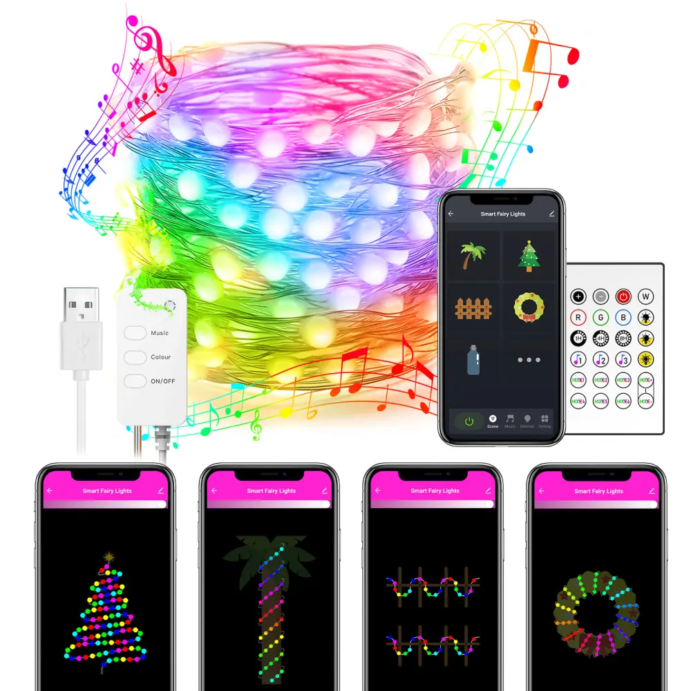Smart LED String Lights Dancing with Music Sync Dreamcolor