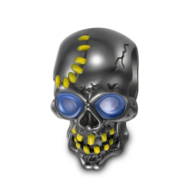 Dark Wind Crack Skull Beaded Silver Bracelet Diy Accessories Pc1365 - Shop at LoveMi