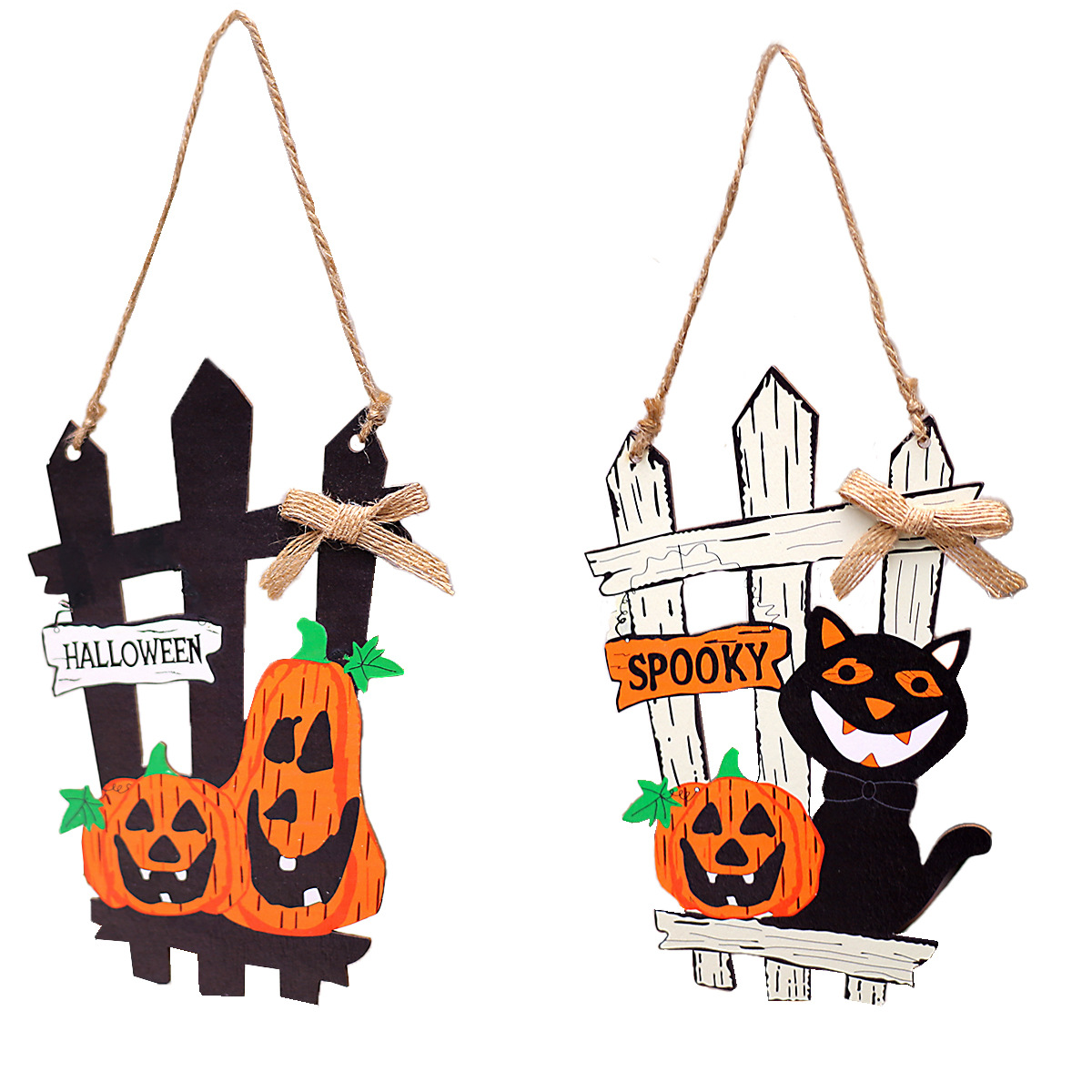 Halloween black cat fence door decorations hanging (pumpkin)
