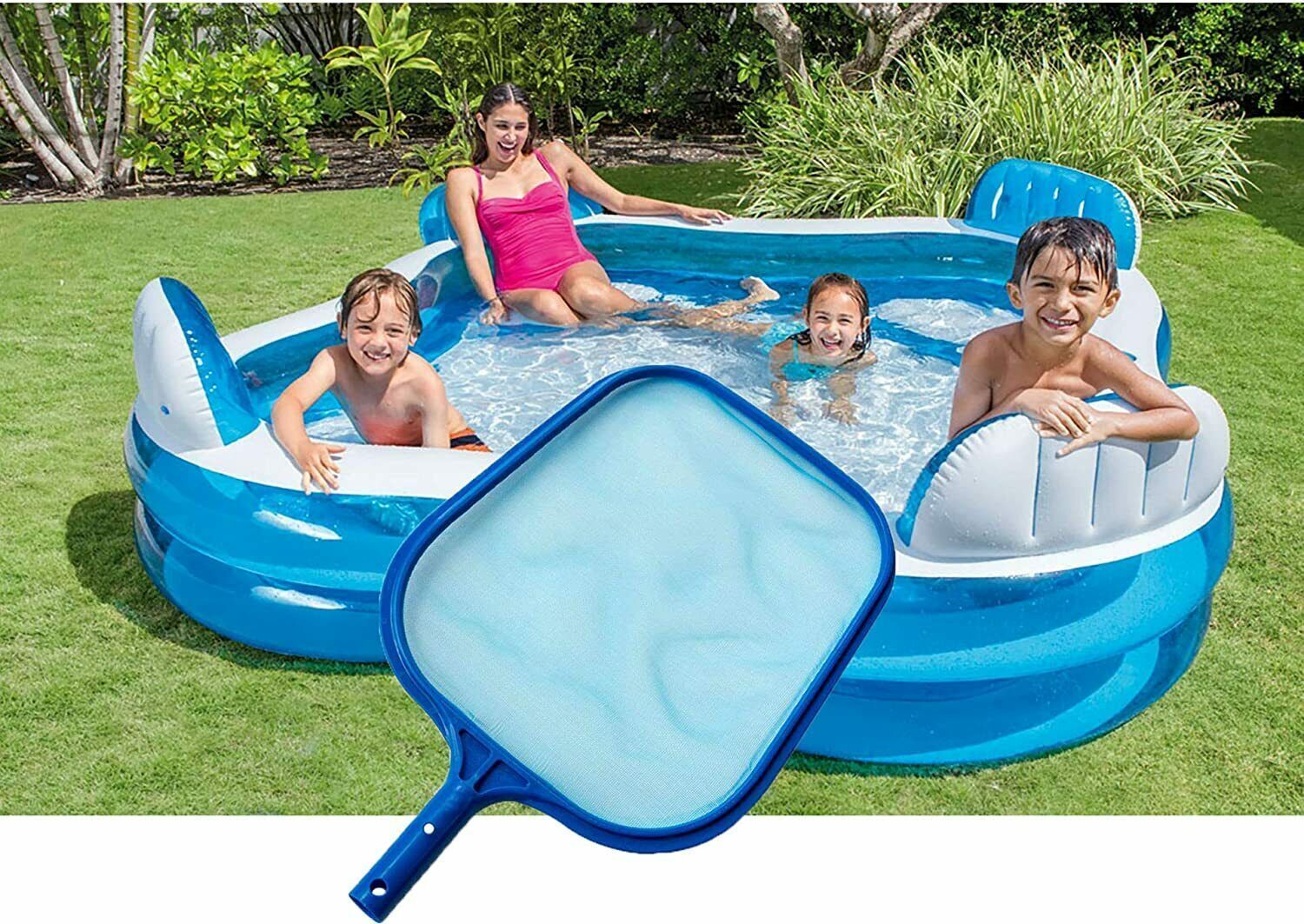 Leaf skimmer rake net pool spa cleaner ideal for removing leaves and debris in in-ground pool spa and inflatable above ground pools by KTATMARKETING. Product description: scoops out leaves, debris, pollen from pool, spa, fountain, pond, hot tub. Convenien