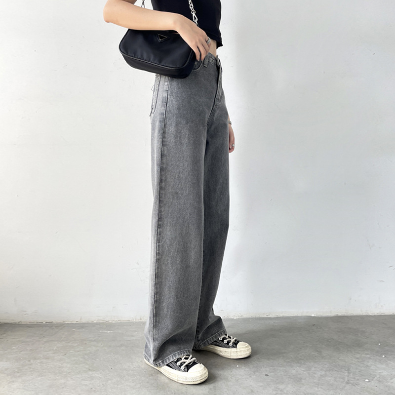 Vintage Casual Gray High Rise Straight Leg Jeans