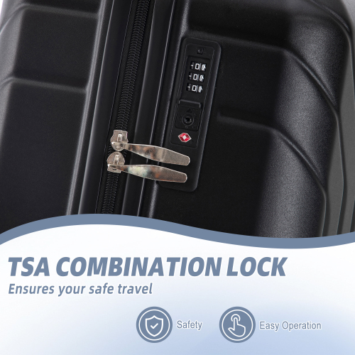 20  24  28  3 Pcs  Set In ABS Spinner Wheel Luggage, Carry On Suitcase, Matching Color, TSA Combination Lock