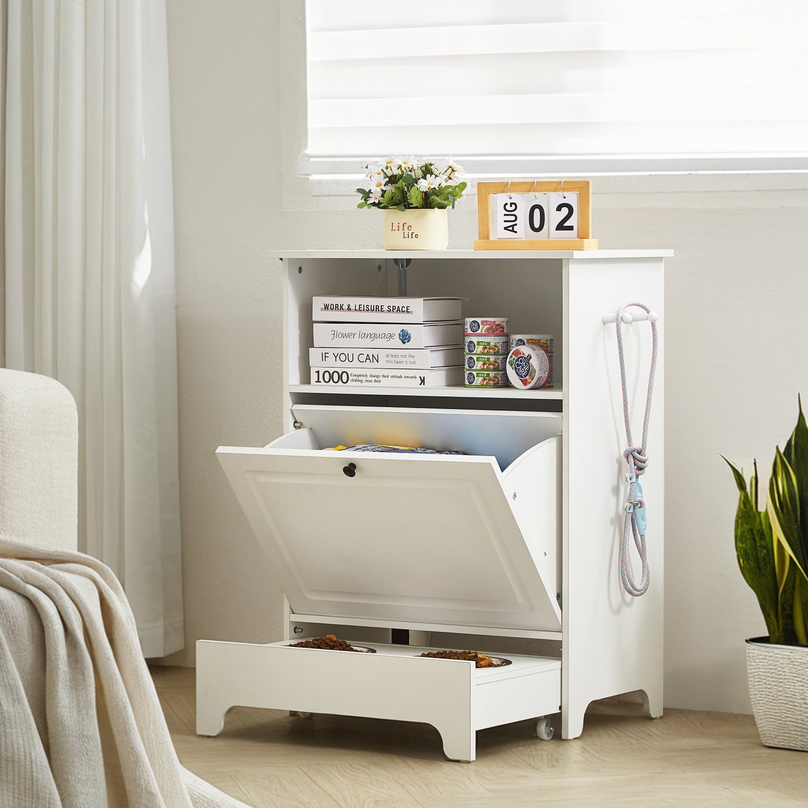 VEVOR Pet Feeding Station W 2 Elevated Dog Bowls Dog Food & Toy Storage Cabinet — foto 5