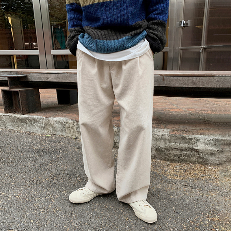 Vintage Corduroy Casual Pants For Men Korean Version
