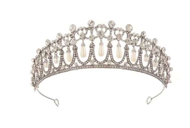 Gorgeous Pearl Crown Fashion Crystal Inlaid Headband Crown Bridal Crown White - Shop at LoveMi