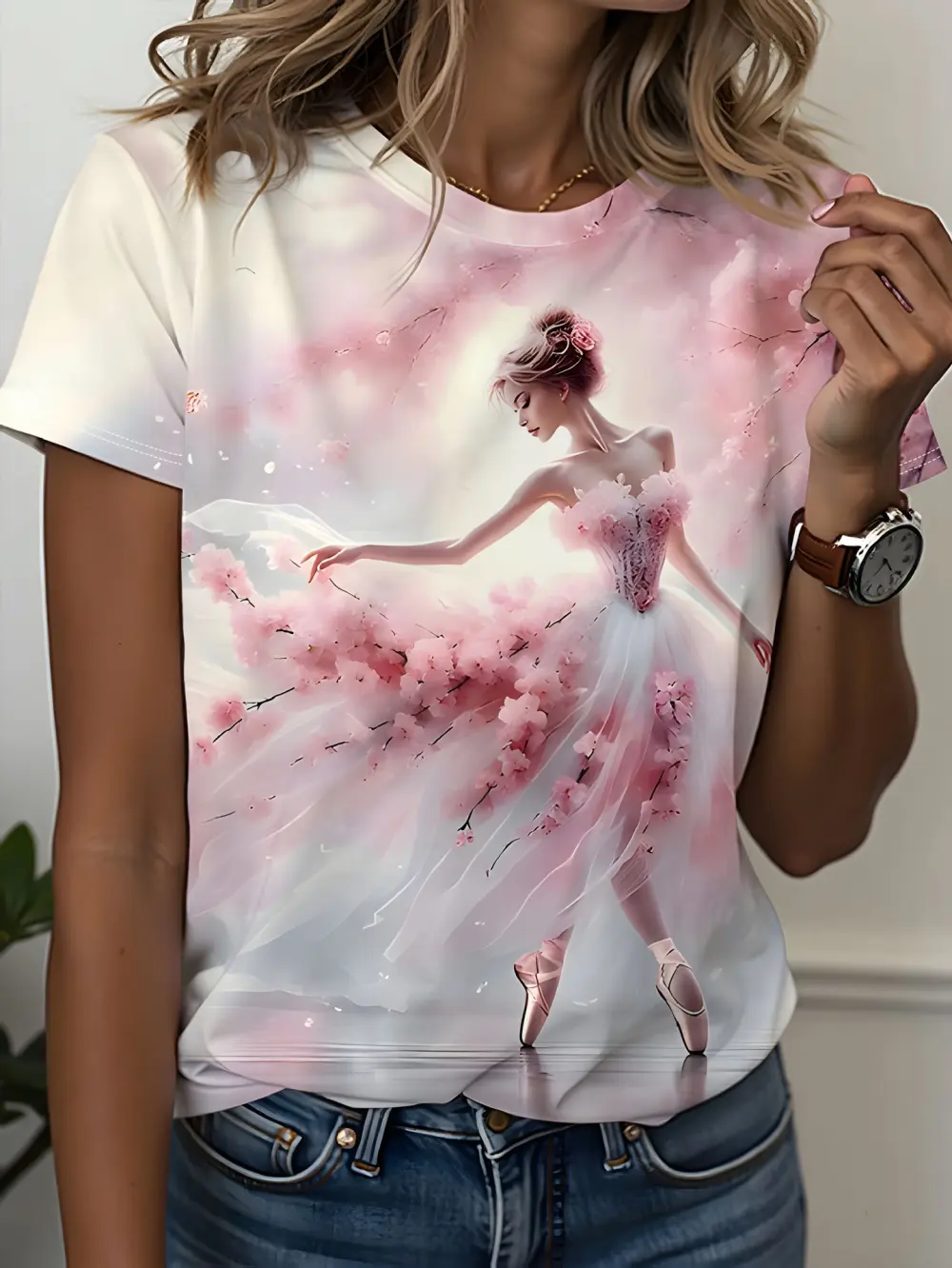 National Trend 3D Printed Women's Short Sleeve Round Neck