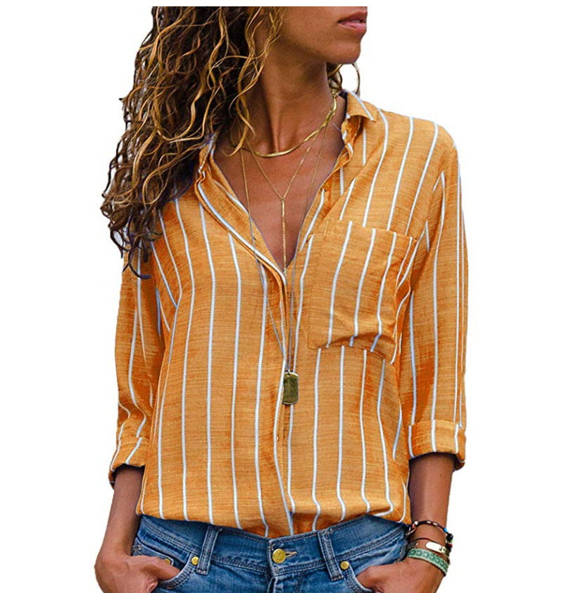 Fashion Multicolor Striped Long-Sleeved Shirt Women