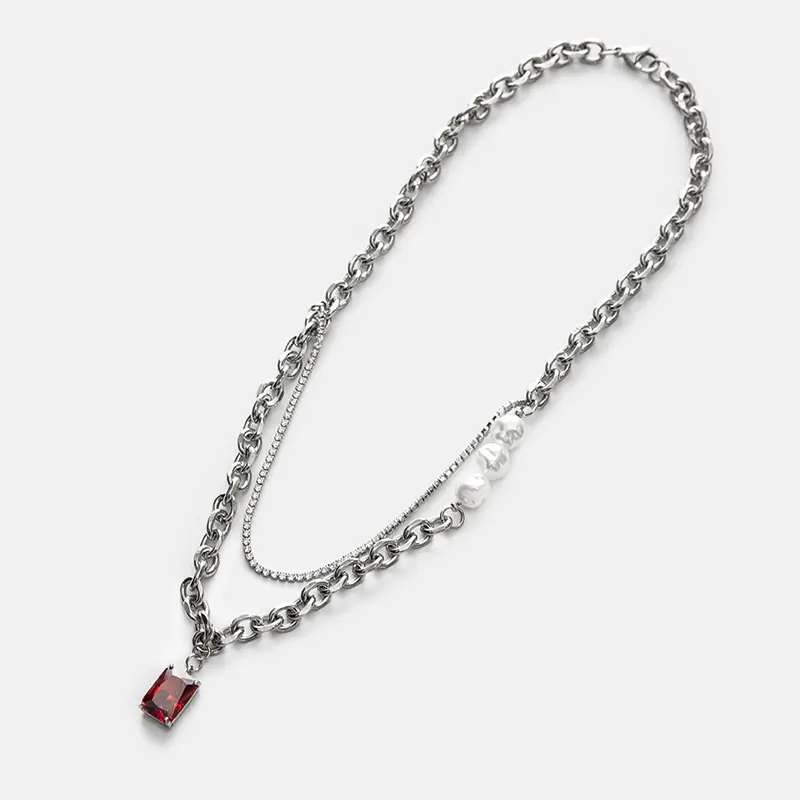 Men's Titanium Steel Layered Necklace