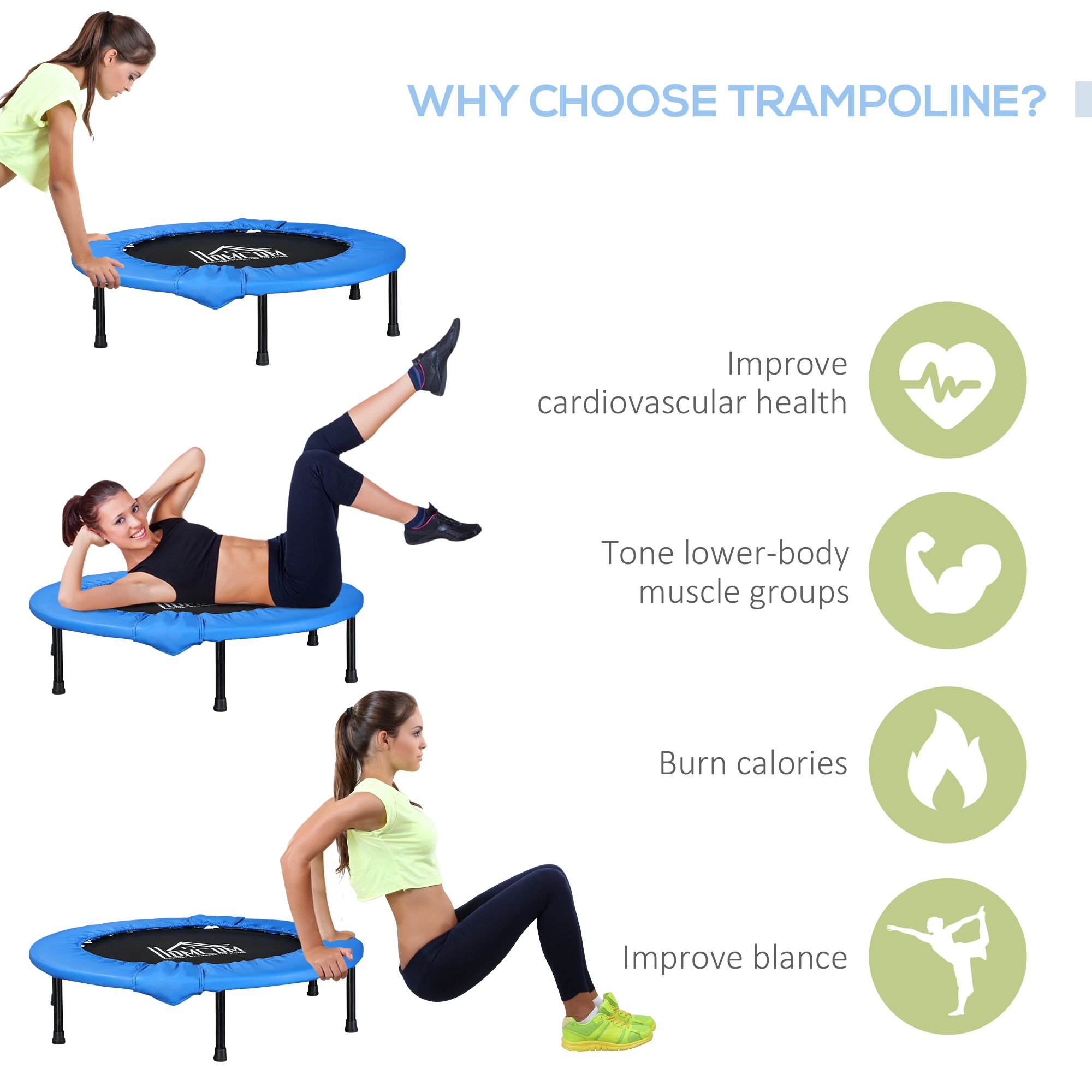 36 Inch Mini Fitness Trampoline, Home Gym Yoga Exercise Rebound Device, Indoor — image 5
