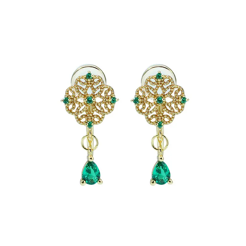 Emerald Zirconium Ear Clip Without Ear Hole