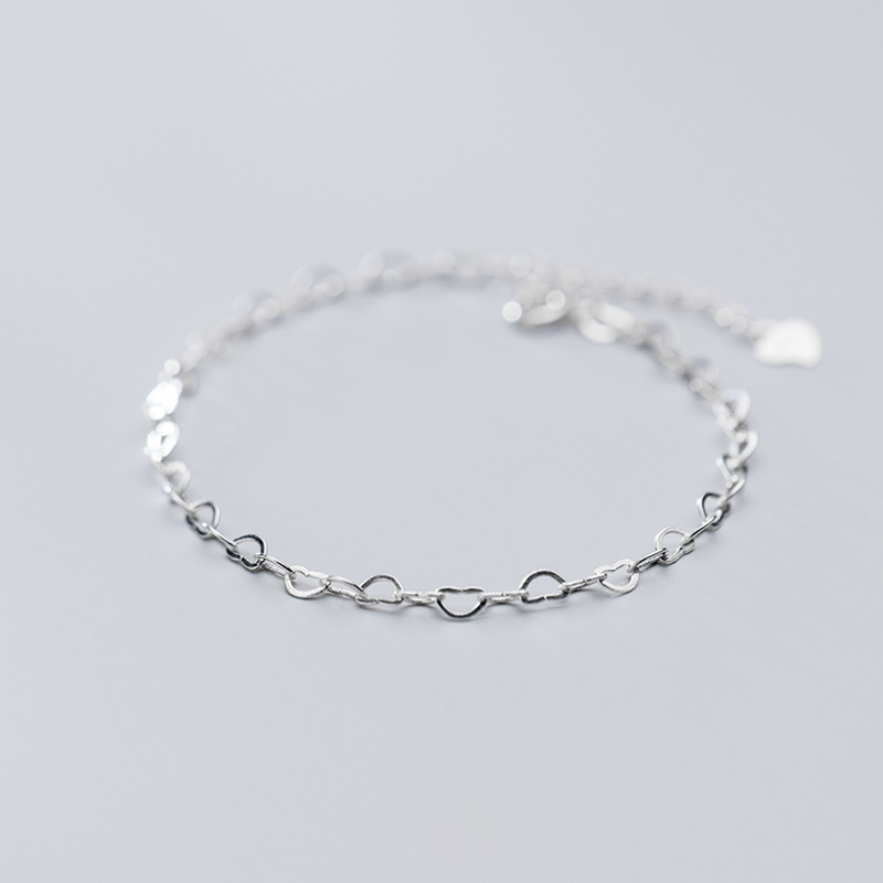 Title 1, S925 Silver Cute Hollow Heart Interlocking Brac...