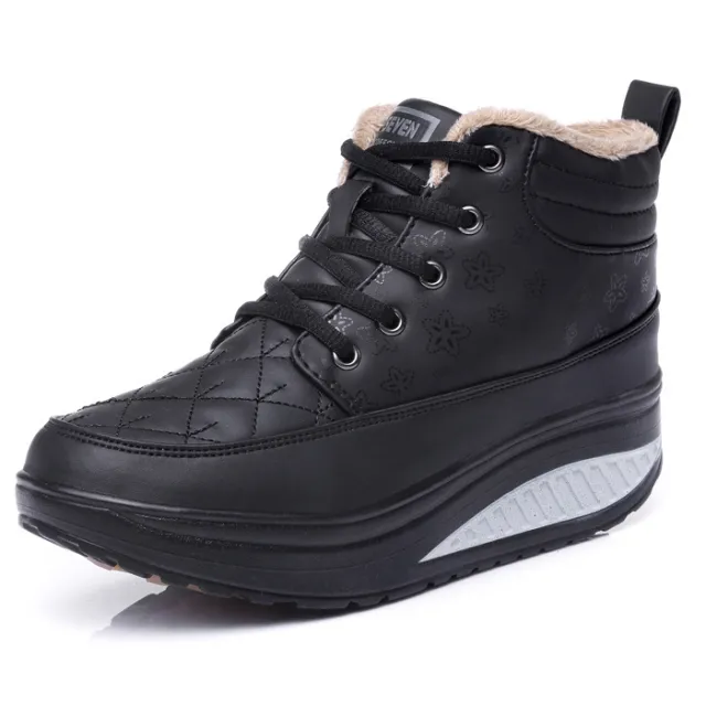 High top Cotton Shoes Leather Sway Sneakers Black - Shop at LoveMi
