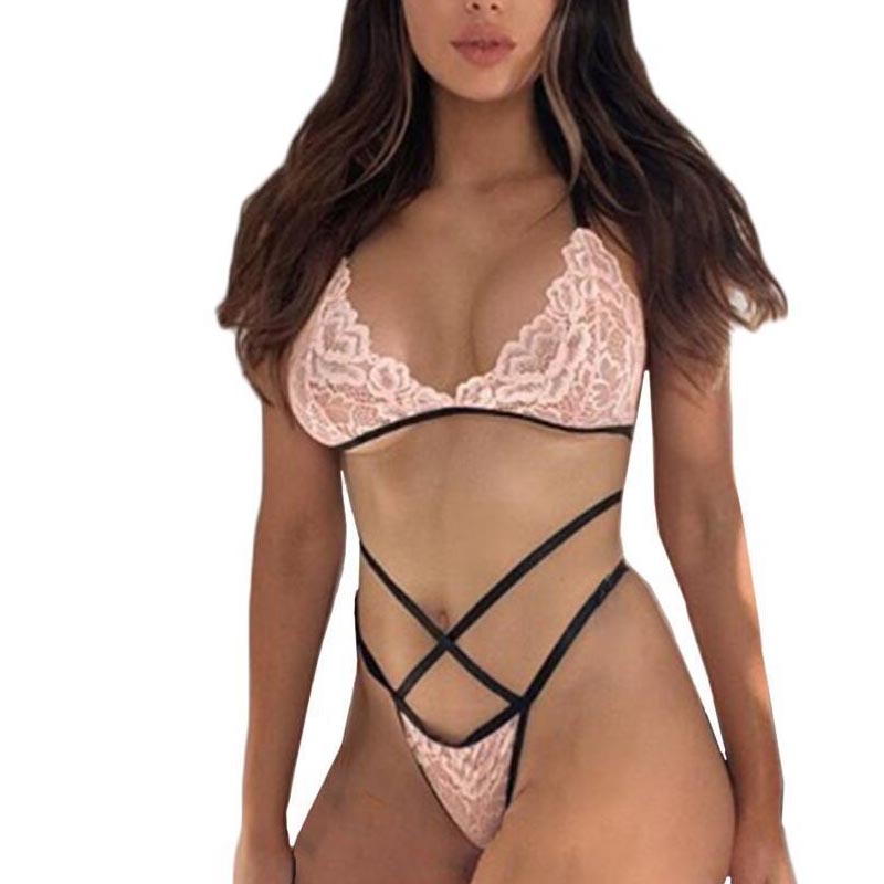 Title 6, Three-point Sexy Lace Cross Strap Bra Underwear...