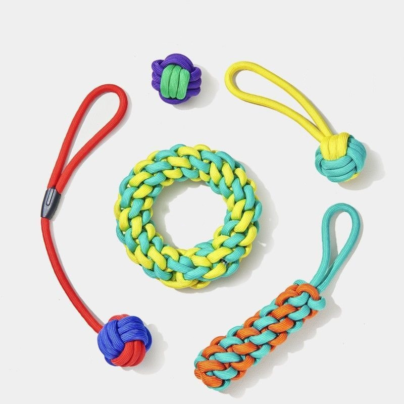 Pet Cotton Rope Knot Toy Set Bite Resistant Teeth Grinding