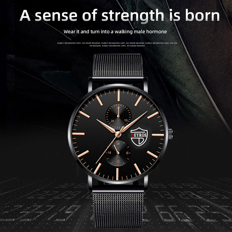 Reloj hombre malla acero dorado simple moda