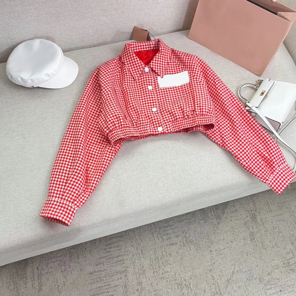 Casual Loose Check Printed Cardigan Coat For Women - Red