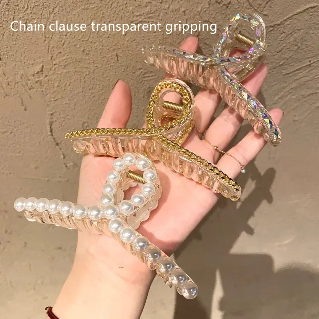 Crystal Pearl Chain Clip Top Clip Bangs Clip - Shop at LoveMi