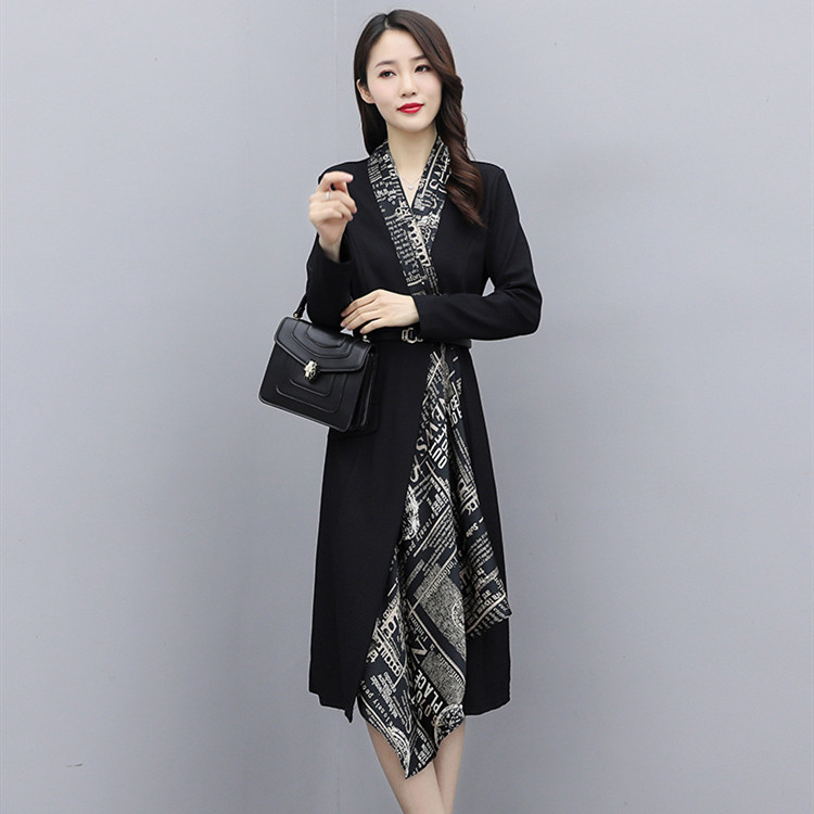 Women's Autumn New Style Long-sleeved Assembling Coat Base Skirt