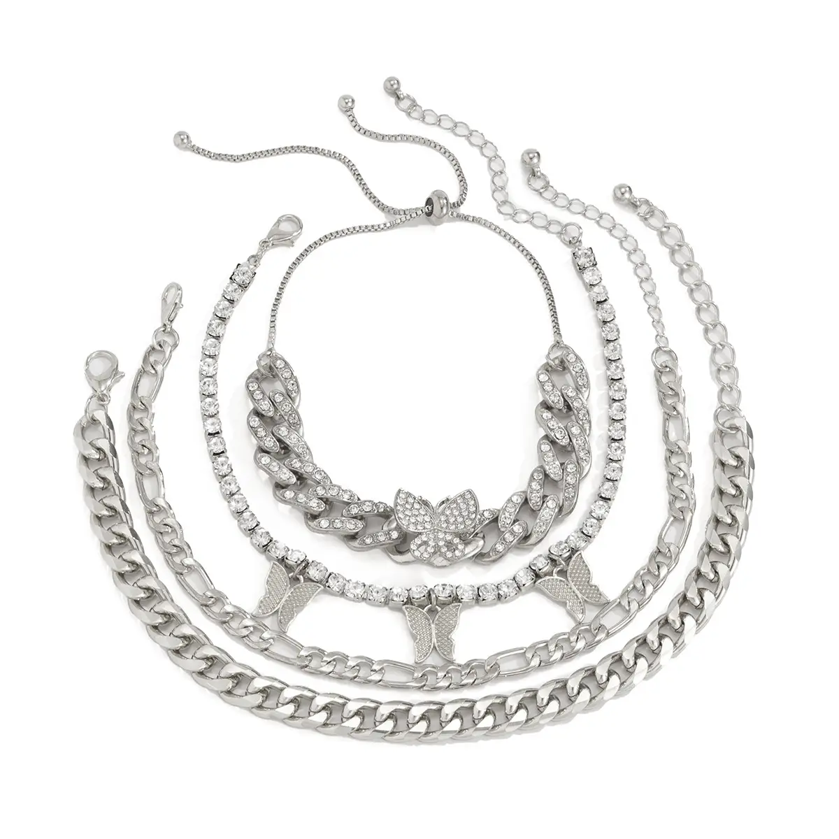 Ins Wind Diamond Chain Anklet Female Butterfly