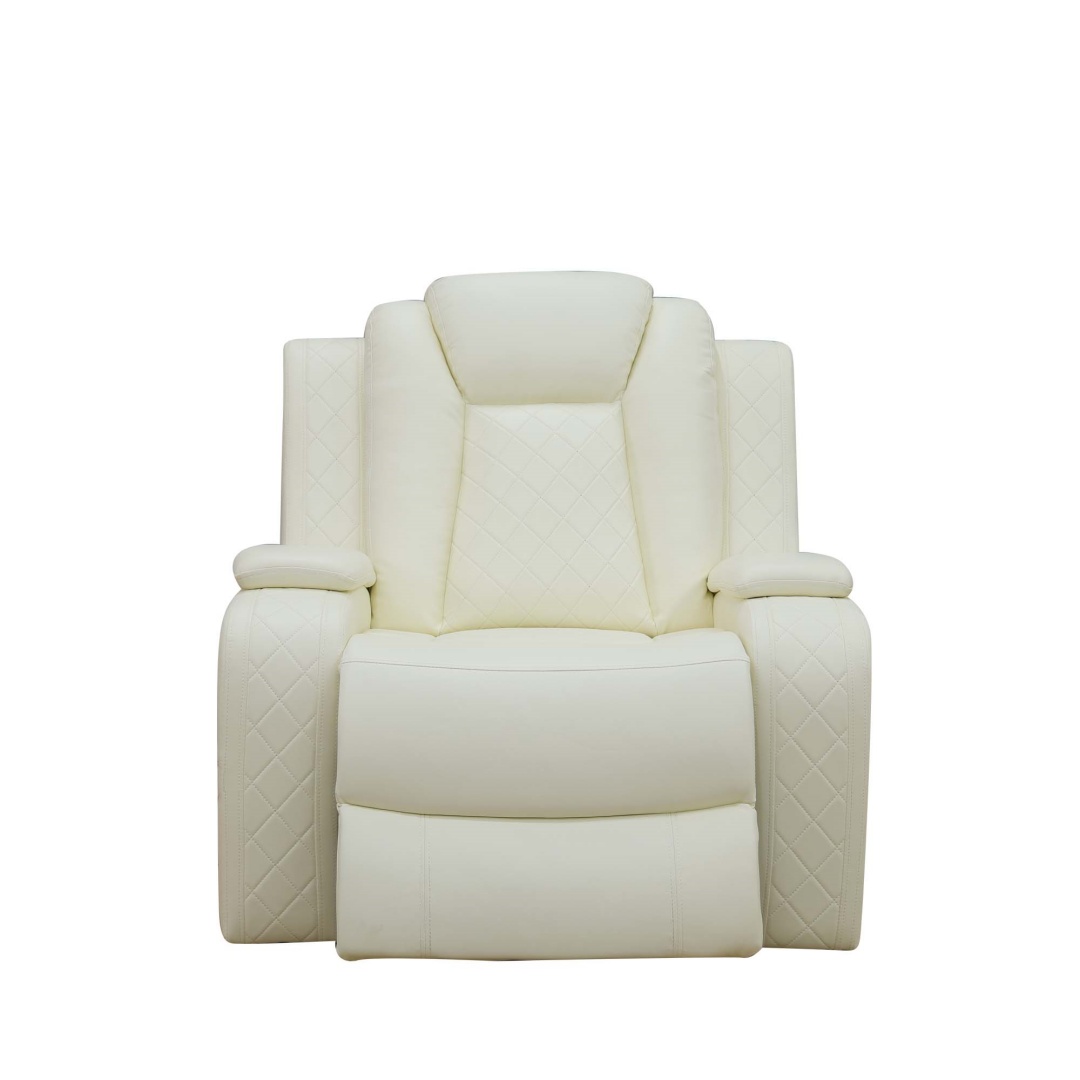 Pickup Only--White Breathing Leather 3-Piece Living Room Recliner Sofa Set