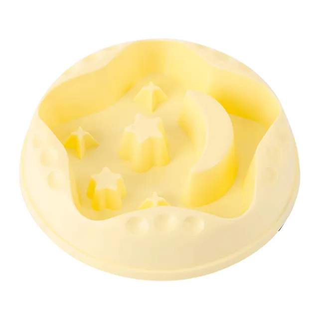 A Moon Star Wings Pet Slow Food Bowl Large Capacity Feeding Water Dog Bowl Dog Dinner Plate Pet Bowl Yellow - Shop at LoveMi