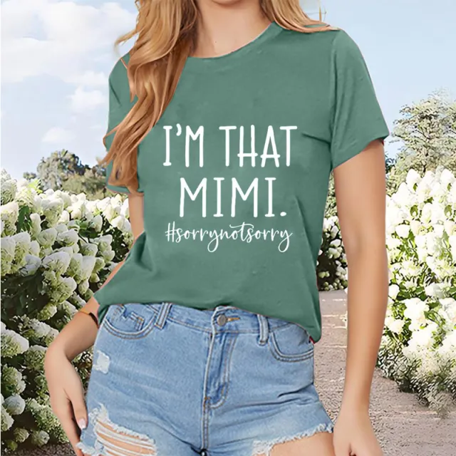 Women's Casual Short Sleeve T Shirt Funny English Conversation Print, Round Neck Tee Green - Shop at LoveMi