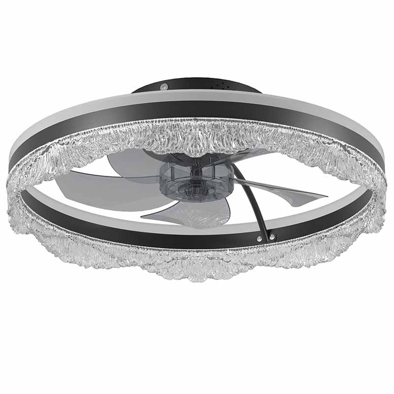 24  Quiet Ceiling Fan With Light   LED Crystal Flush Mount Fan Lamp With Hidden Blades And Natural Airflow, Perfect For Bedroom, Kids Room, Study Room