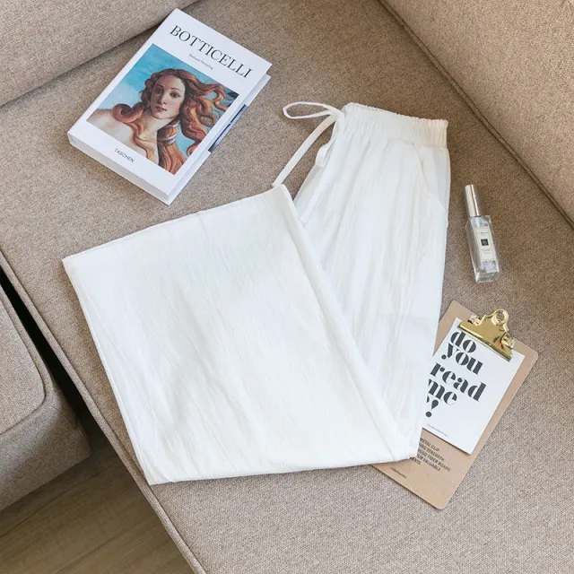 Women's Summer Cotton Linen Breathable Loose Wide Leg Pants White - Shop at LoveMi