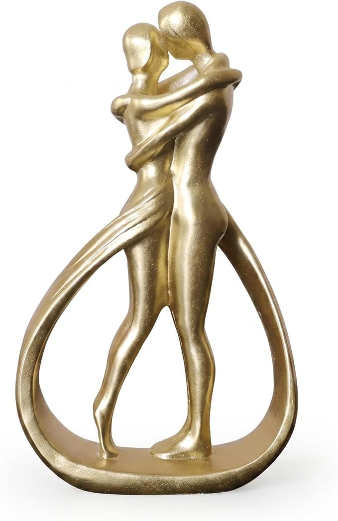 Gold Couple Figurines, Romantic Resin Love Statue Set For Home, Bedroom, Shelf And Table Decor