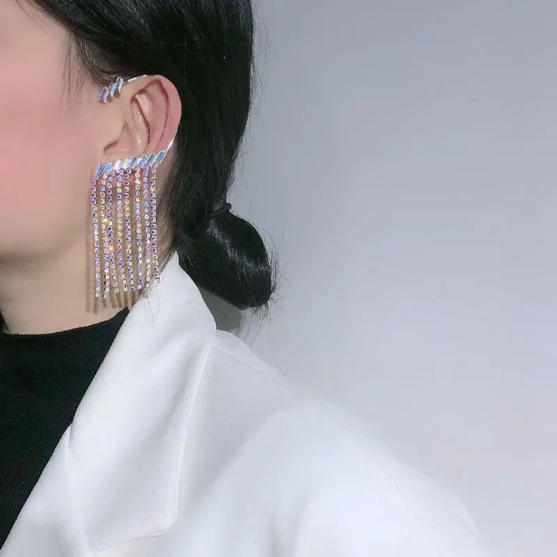 Earrings Long Rhinestone Tassel Women