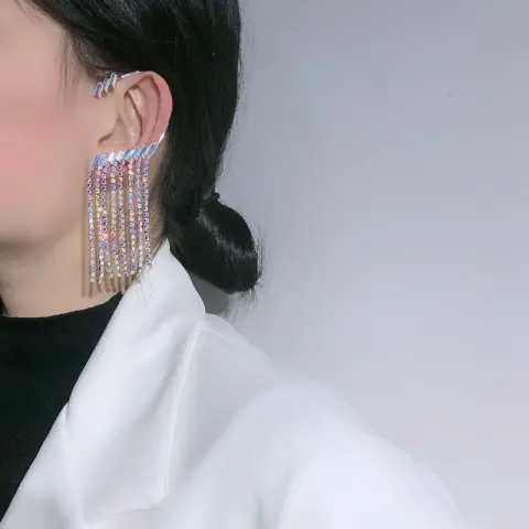 Earrings Long Rhinestone Tassel Women