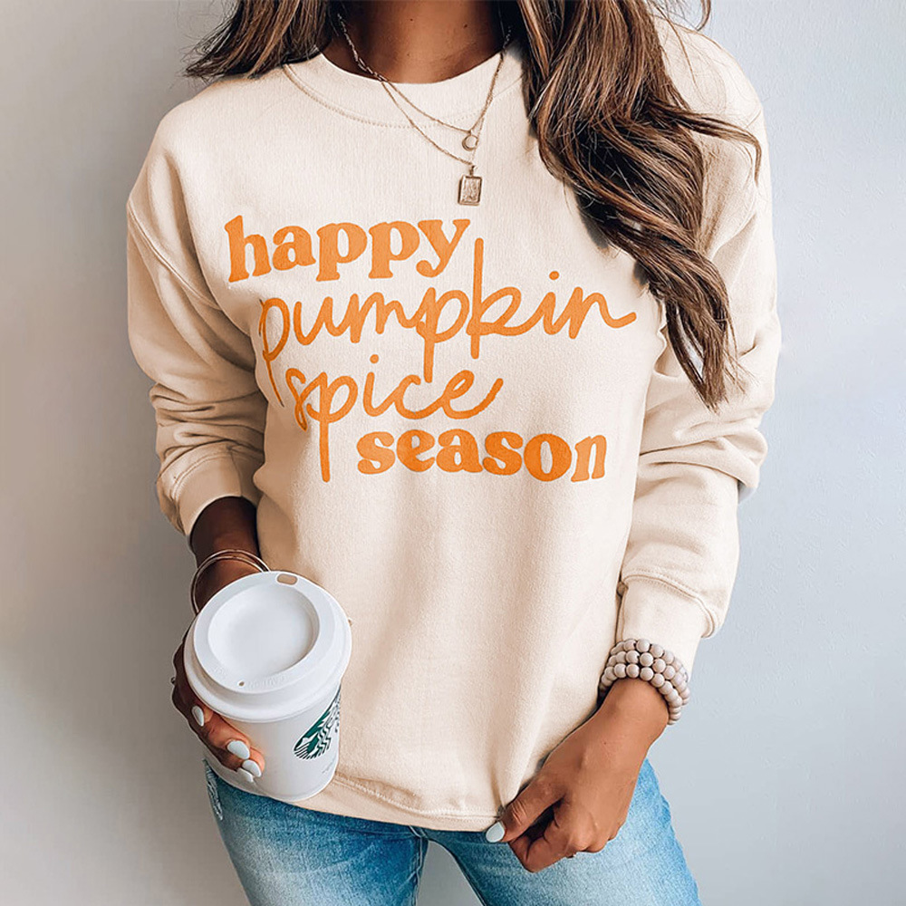 New European And American Letter Printing Round Neck Casual Top