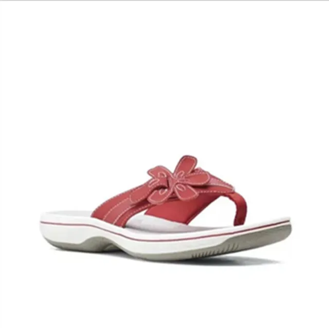 Casual Flat bottomed Flowers Home Family Flip Flops Foreign Trade Slippers Red - Shop at LoveMi