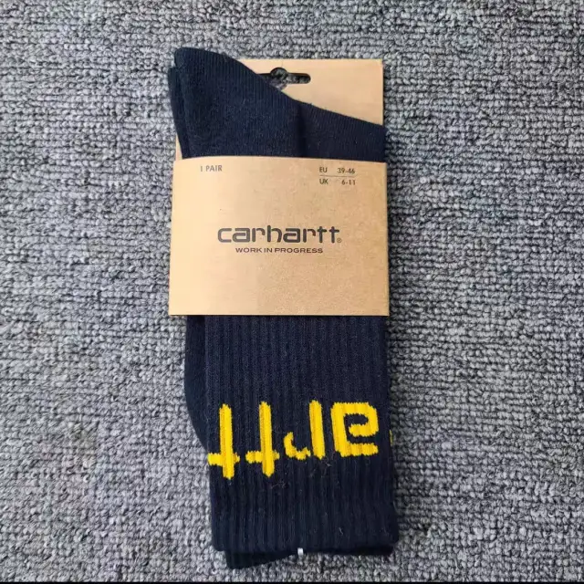 Gold Embroidered Sports Style With Letters Socks Navy - Shop at LoveMi