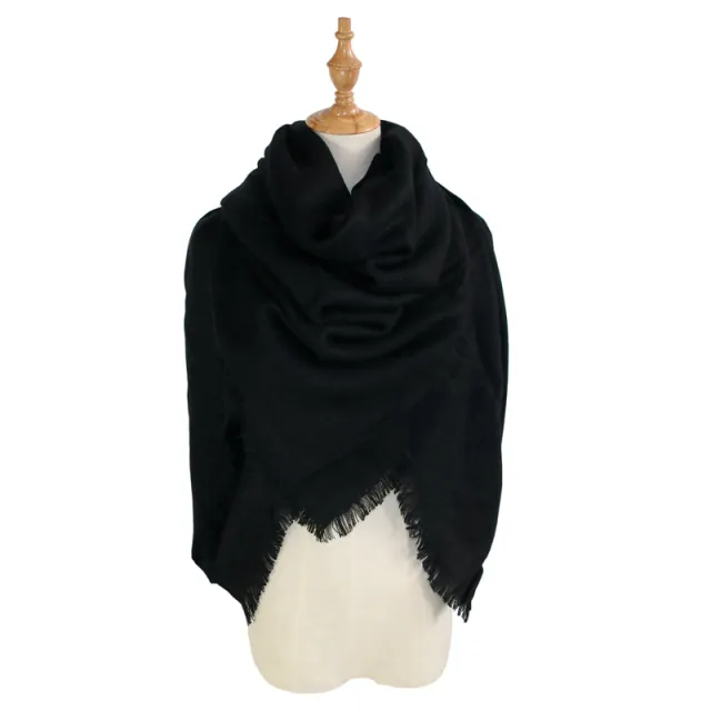 Women's Shawl With Square And LongSolid Color Scarf Black - Shop at LoveMi