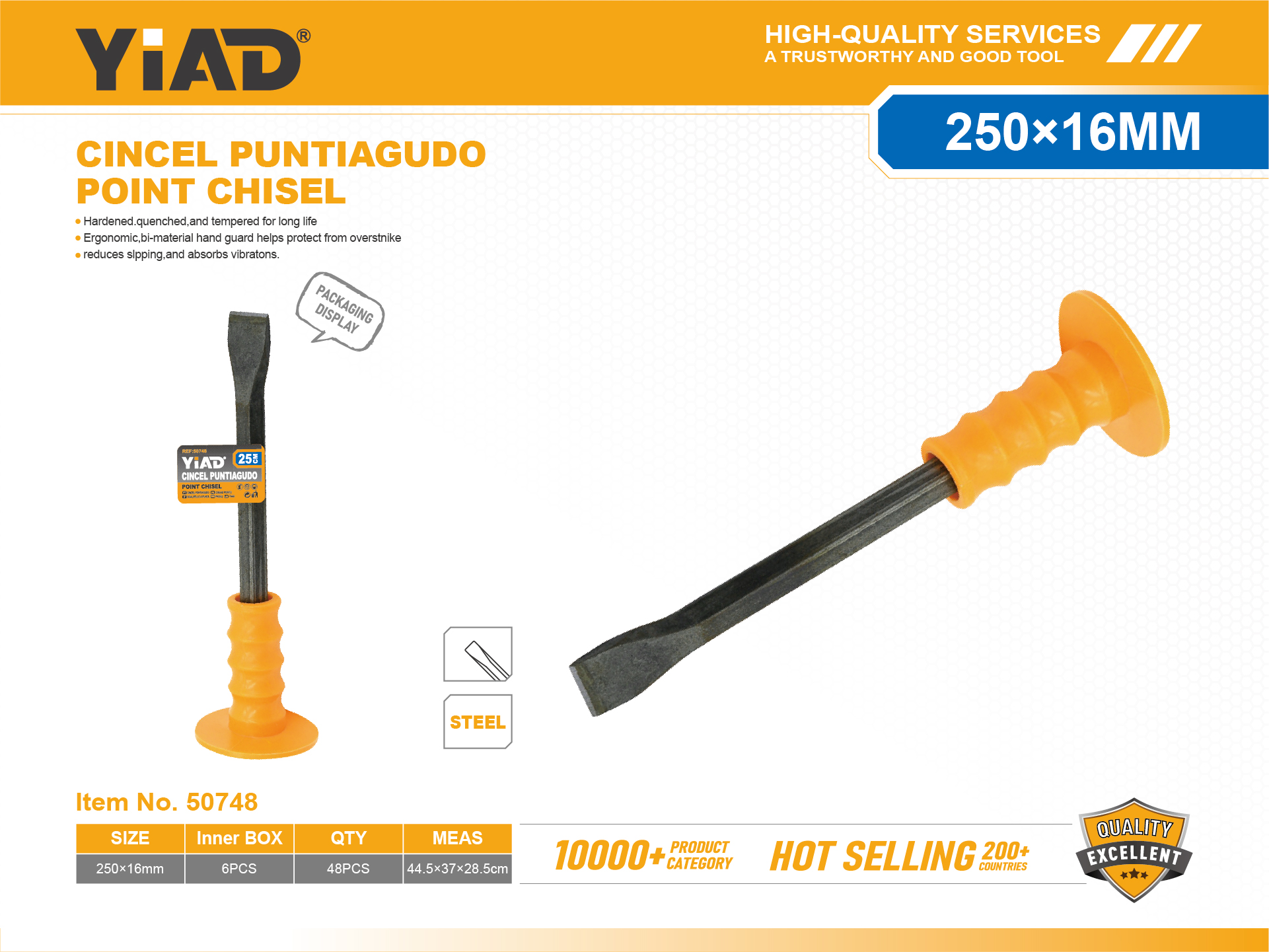 250x16MM Masonry Chisel Flat Head, Only Supports Self-pickup, Please Note That Free Shipping Is For Anti-bidding Price