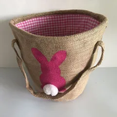 Easter Basket Jute Jesus Day Tote Bag - Red - View 1