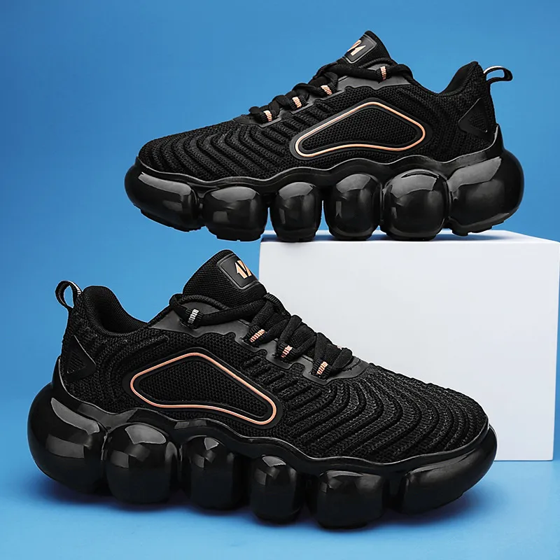 Jelly-Soled Platform Rainbow Casual Sneakers - Black
