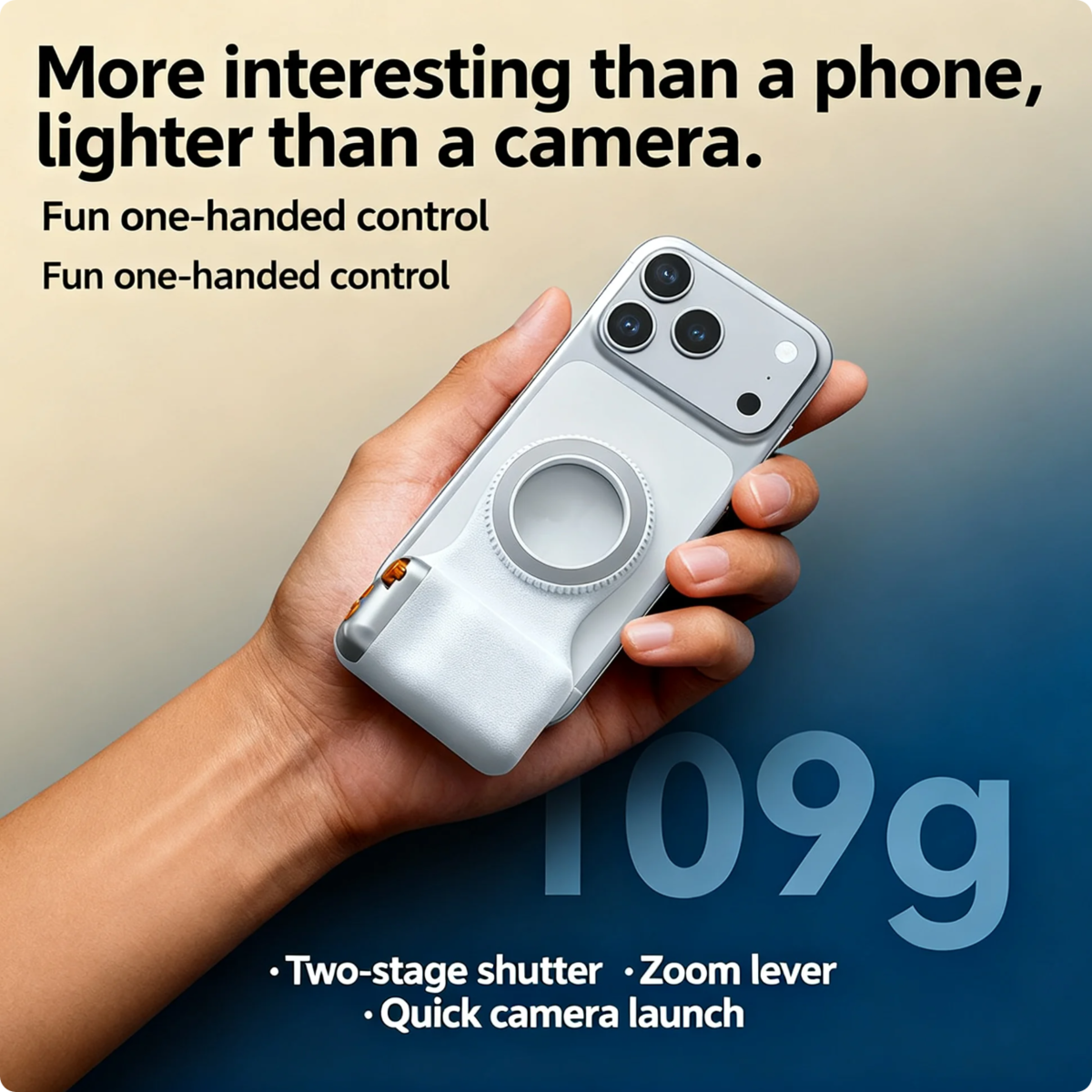 Magnetic Camera Grip Stabilizer With Wireless Remote, Ergonomic Anti-Shake Phone Handle Compatible With MagSafe, Zoom Control Portrait Landscape Switching, 109g Lightweight